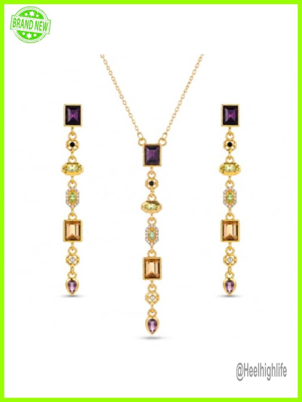 Gold Tone Boho Jewelry Set Y Necklace Drop Earrings Adjustable Chain